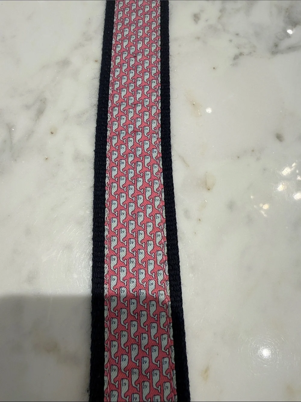 Vineyard Vines Brown Leather Navy & Pink Woven Belt size 30